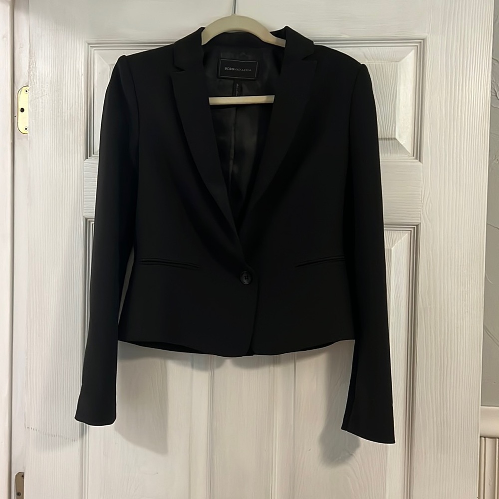 BCBGMAXAZRIA Black Work Blazer With Shoulder Pads XS